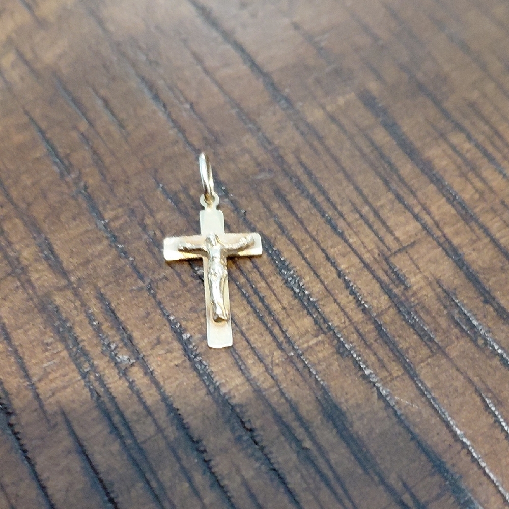 Gold Cross Pendant Charm for Women - Classic Religious Necklace Accent
